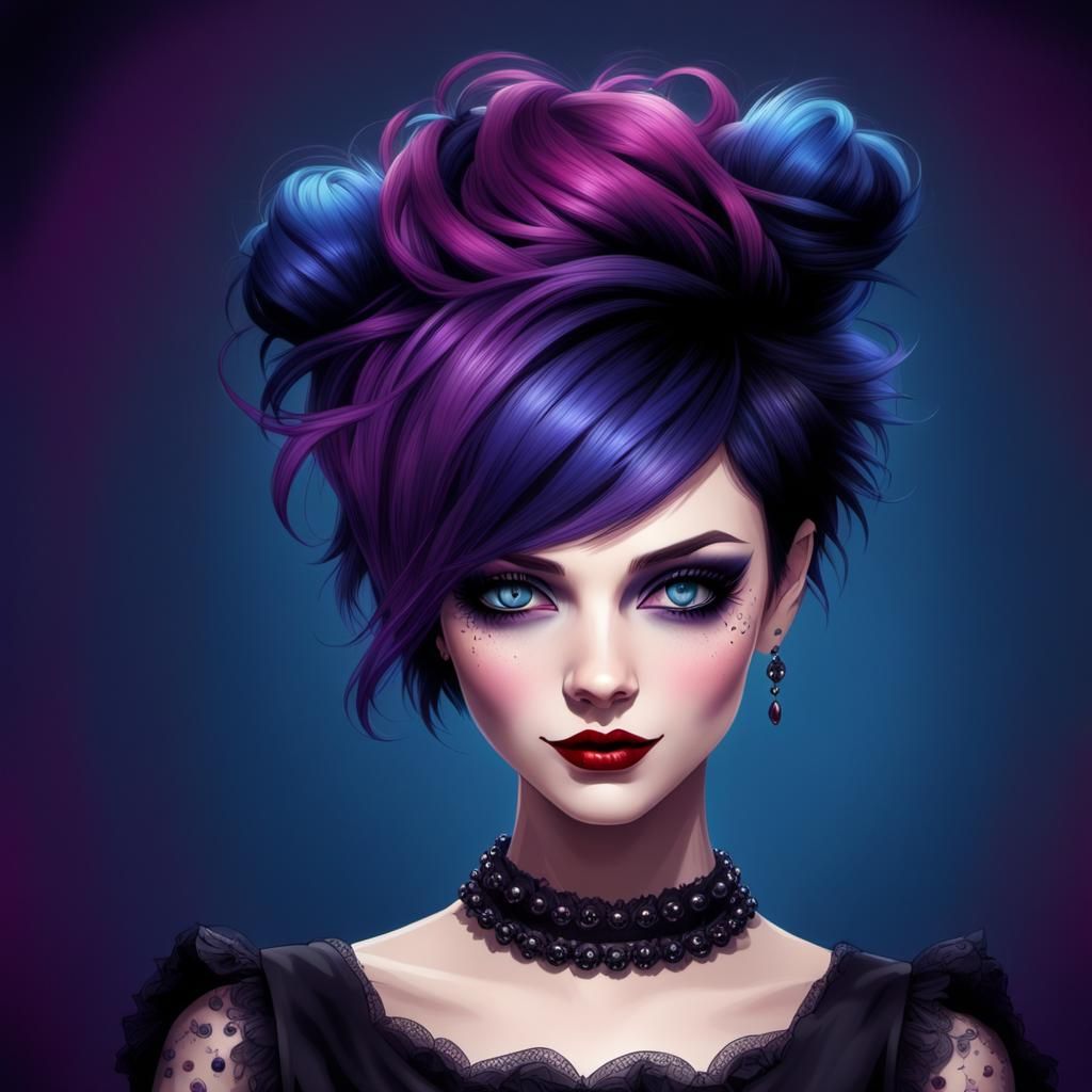 Gothic Punk Woman with Holotone Impression