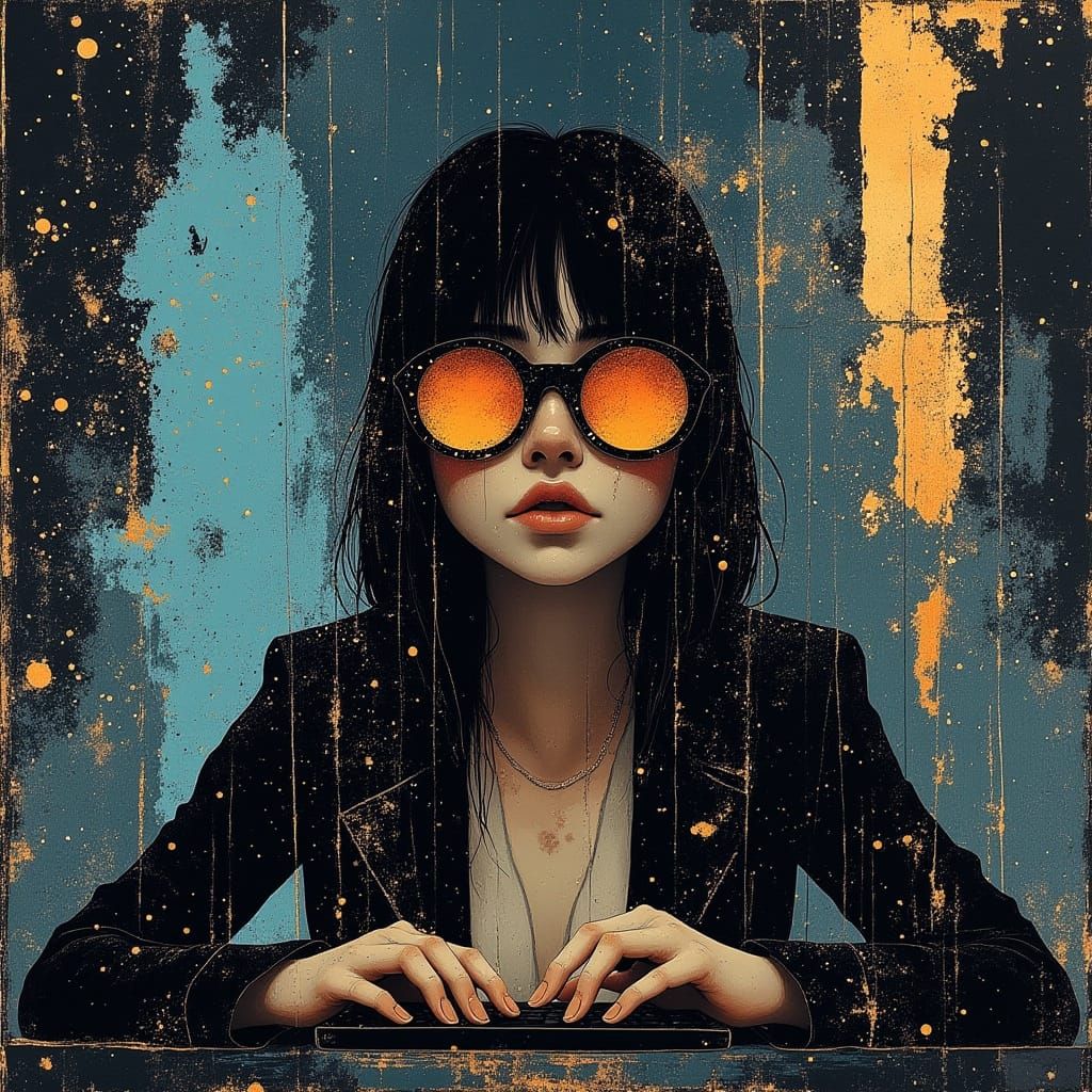 Cyberpunk Hacker in Virtual Reality with Rave Aesthetic