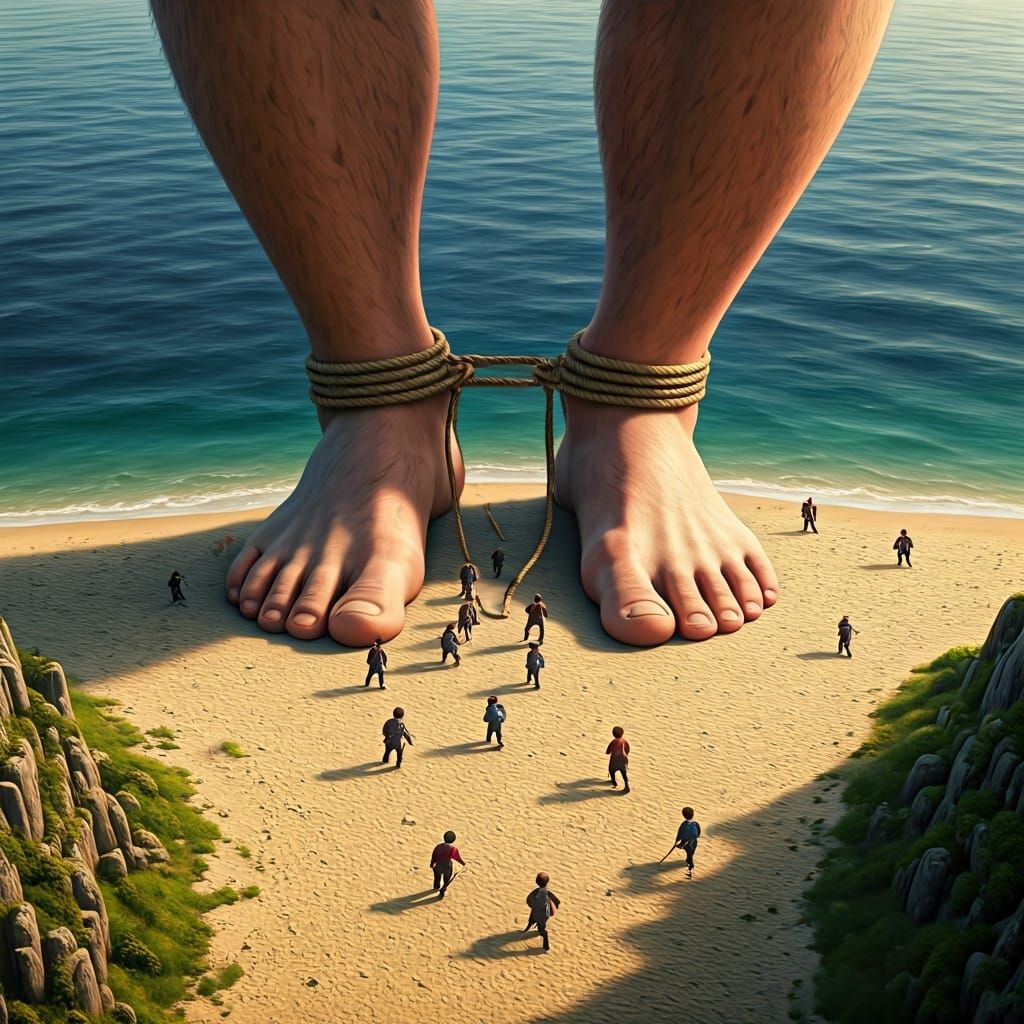 Lemuel Gulliver has just set foot on the island of Lilliput