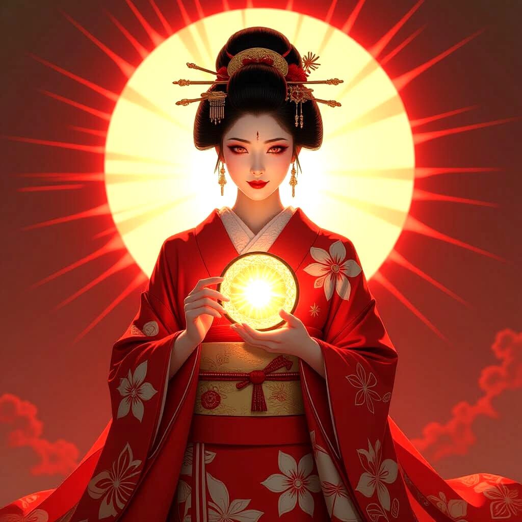 Amaterasu: Japanese Sun Goddess in Painterly Style