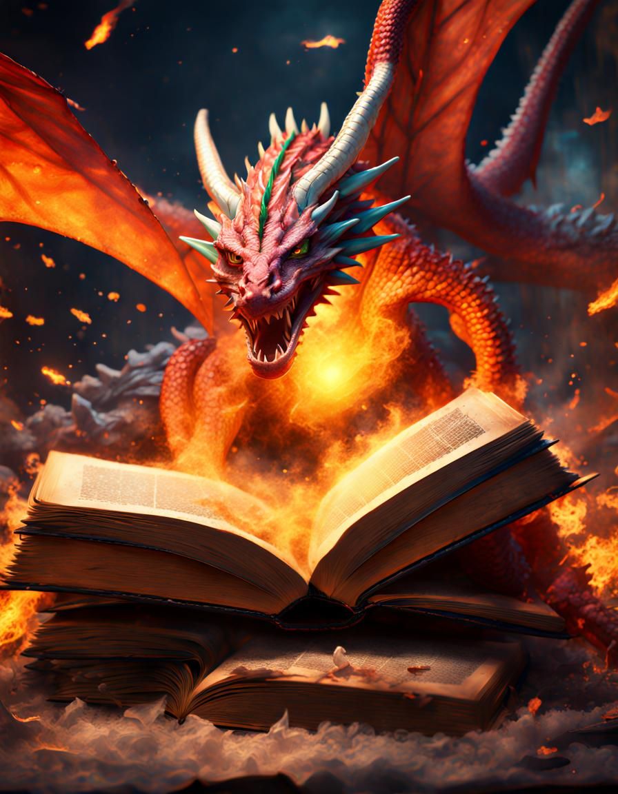 Magical Dragon Emerges From Book in Hyperrealism
