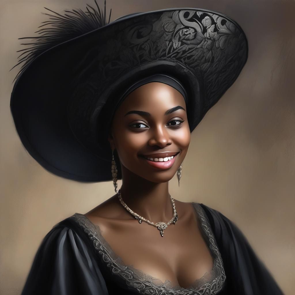 Elegant Gothic Portrait of a Happy African Woman
