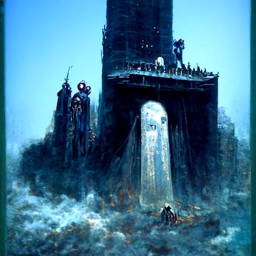 Gothic Horror Infinity Tower in Engraving Style