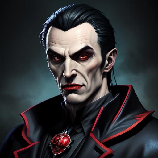 Pixelated Dracula Portrait in Hyperrealistic Style