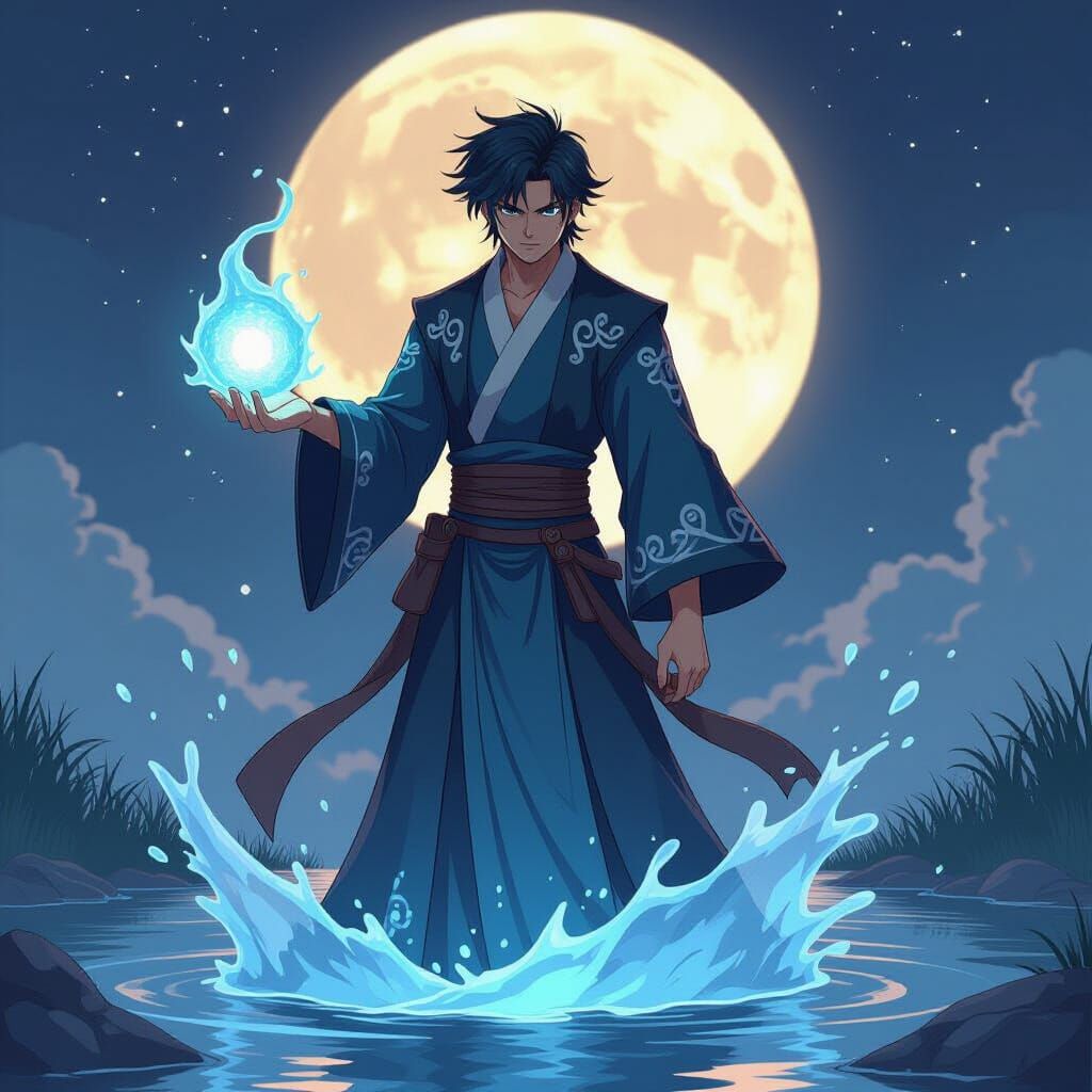 Anime Water Mage in Cinematic Style by Studio Trigger