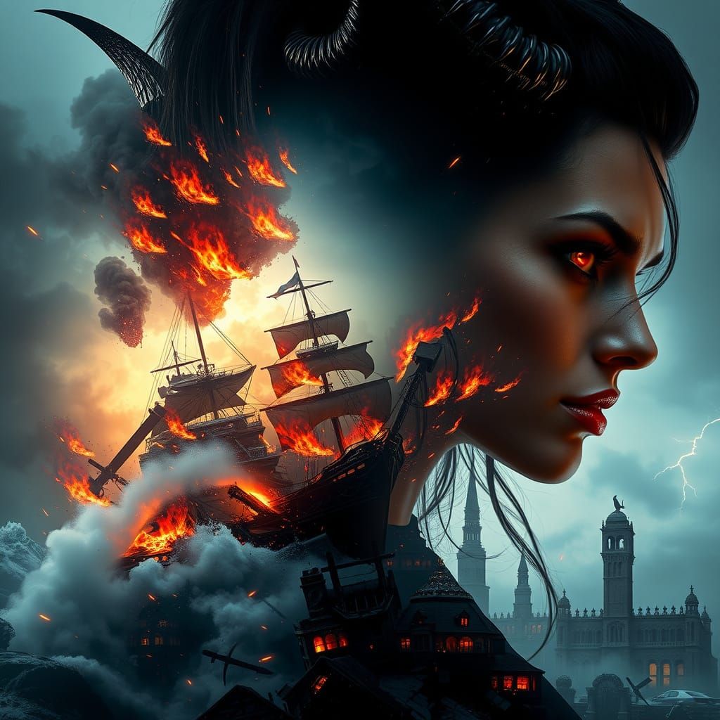 Supervillain Double Exposure: Dark Fantasy Concept Art