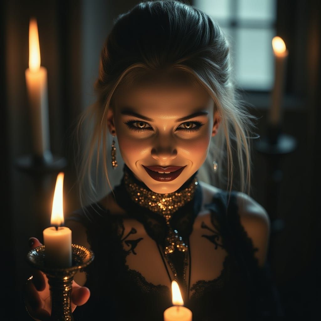 Dark Gothic Portrait of a Blonde Woman
