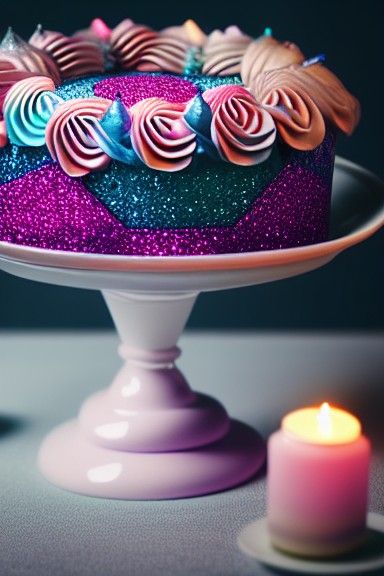 Glittering Birthday Cake with Candles