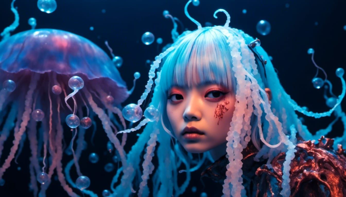 Adorable Jellyfish Fellow in Neo-Tokyo Style