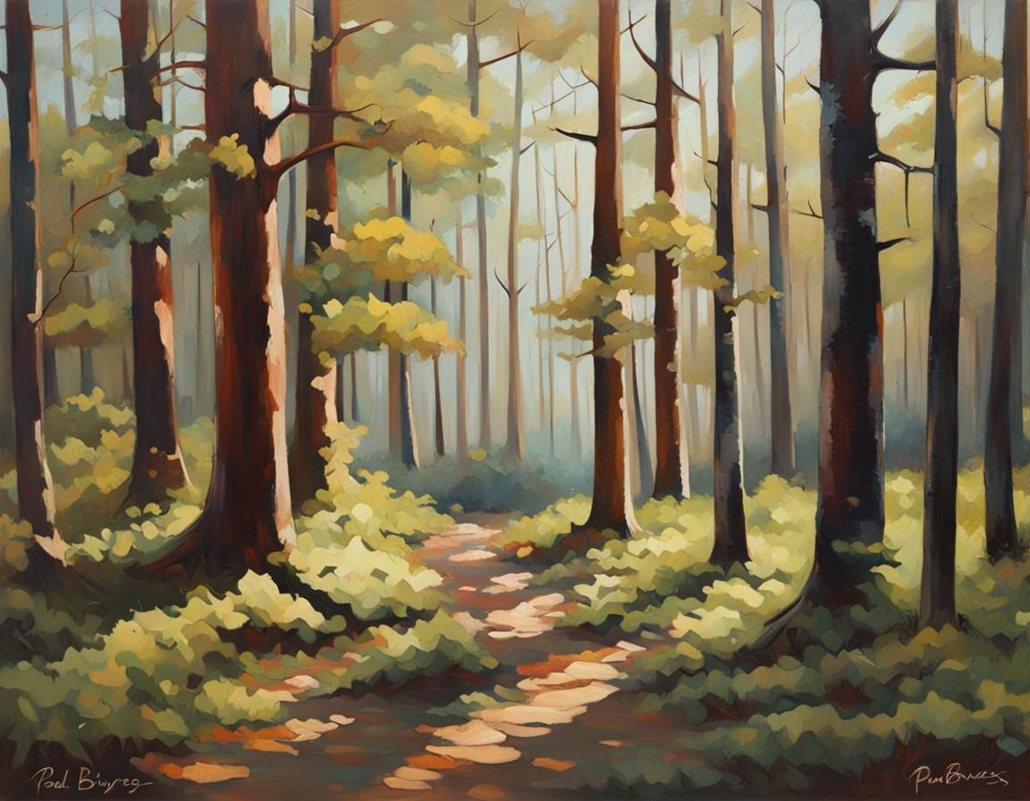 Impressionistic Woodland Scene