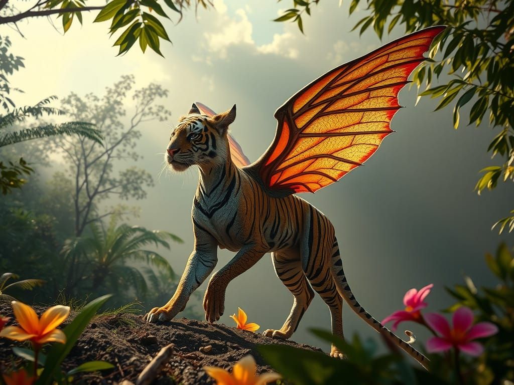 Majestic Tiger Fairy in Tropical Forest