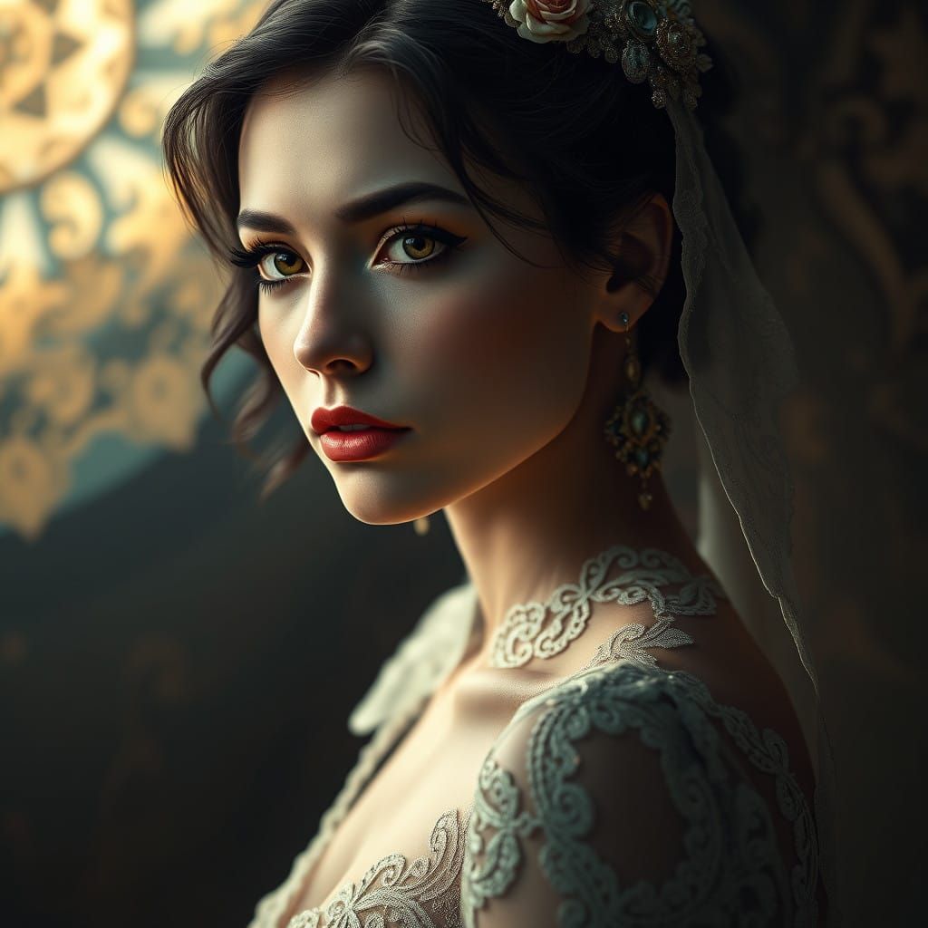 Ethereal Portrait of a Woman in Art Nouveau Style