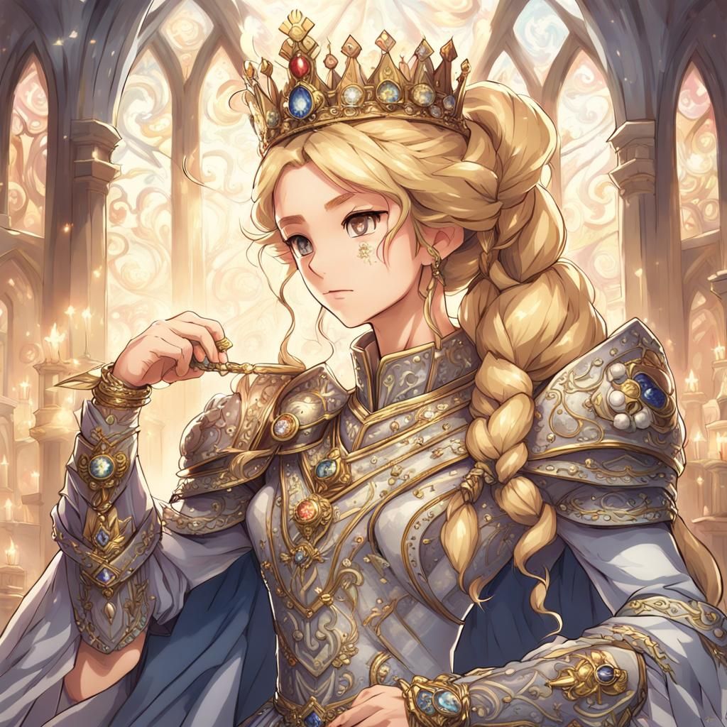 Anime-Style Queen Receiving Knight's Allegiance