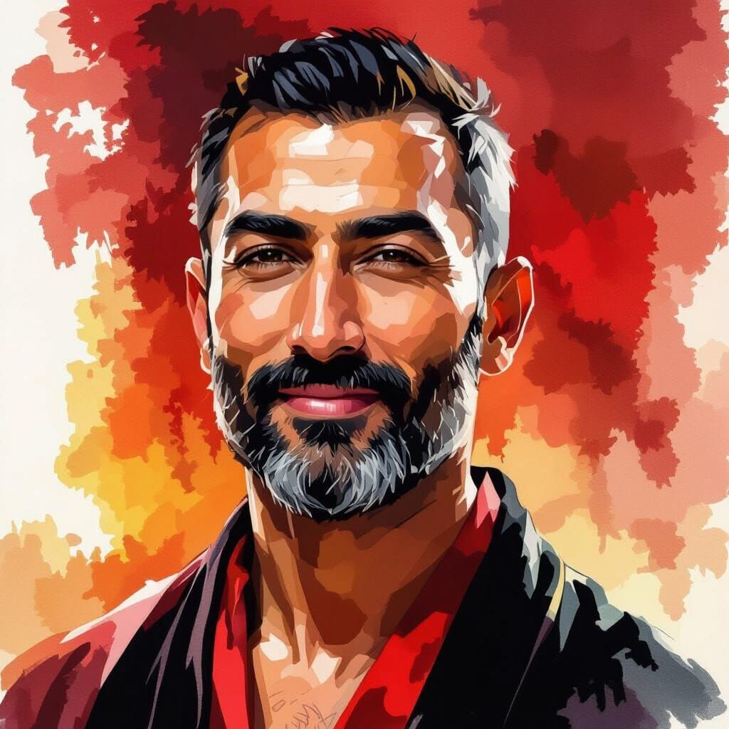 Handsome Man in Velvet Robe, Impressionist Portrait