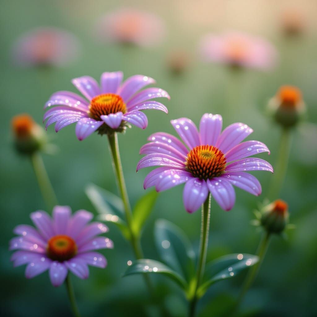 Magical Flowers Bloom from Raindrops in Fantastical Garden
