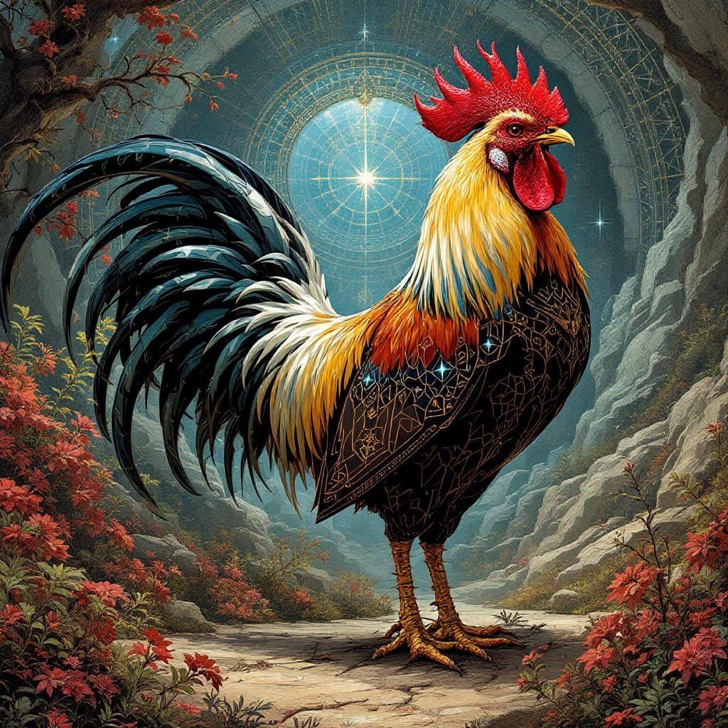 Rooster in Style of James Jean and Alex Ross