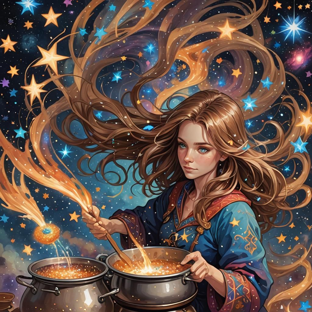 Colorful Universe Explosion: Mage Stirring Stars