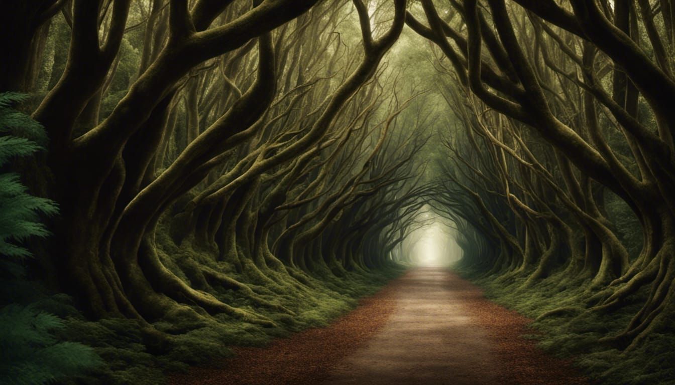 Tunnel Through a Dense Forest to the Horizon