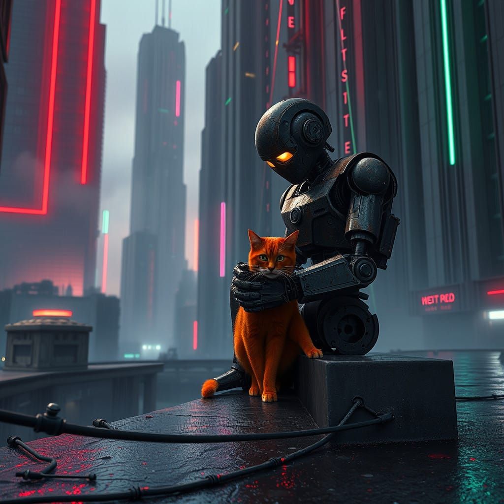 Lonely Robot in Dystopian Metropolis