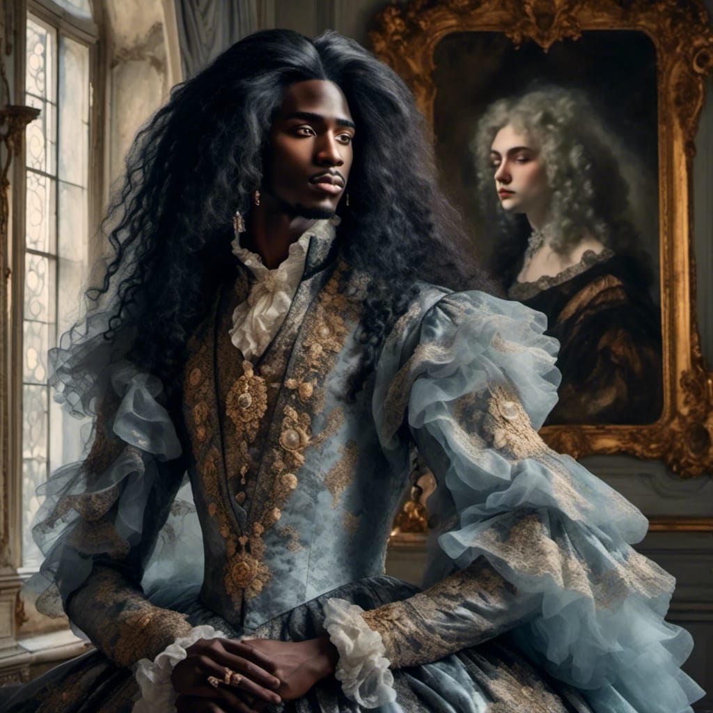 Glamorous Gothic Man in Pastel Watercolor