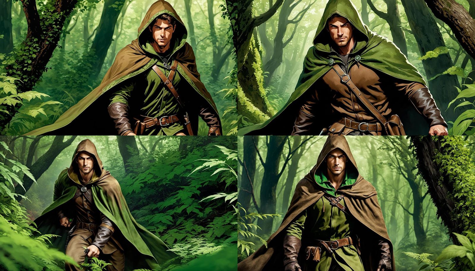 Gritty Fantasy Art: Rugged Ranger Creeping Through Bushes