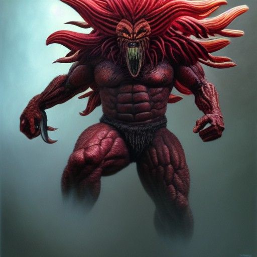 Hyperreal Orc Warrior in Acrylic Art Style