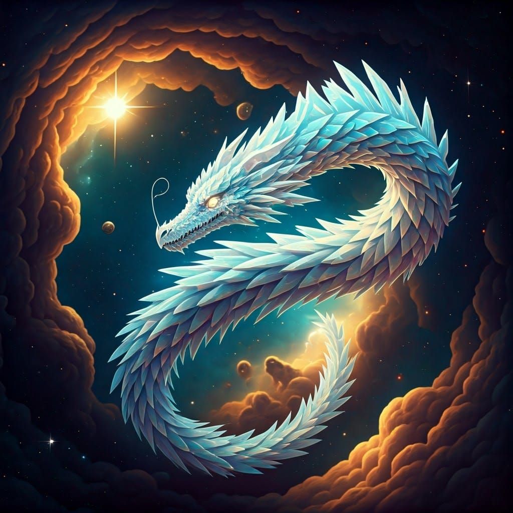 Cosmic Dragon soars through Nebula filled with Ancient Starl...