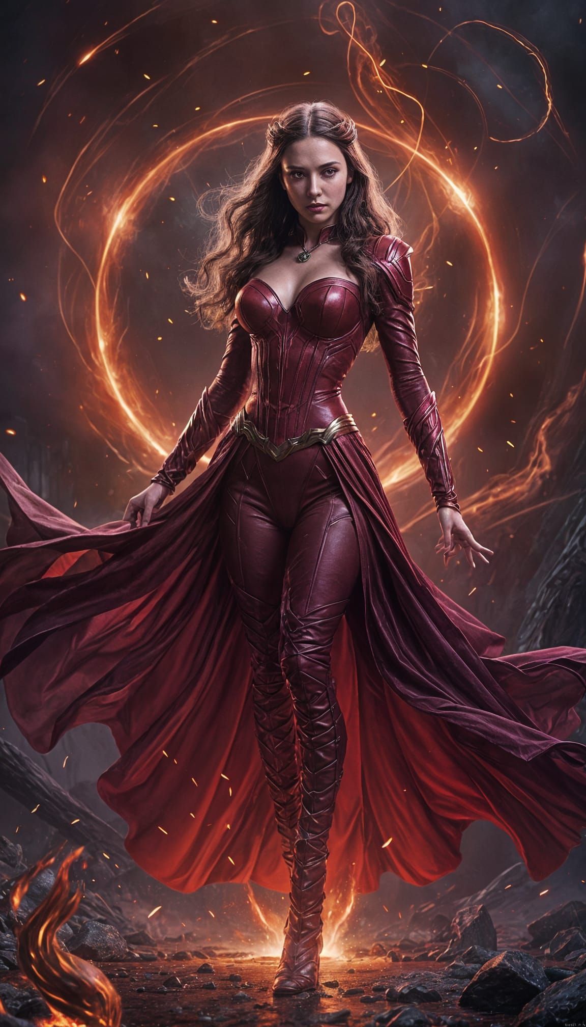 Scarlet Witch Portrait with Plasma Fireballs
