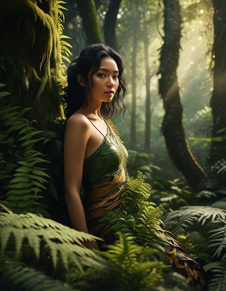 Southeast Asian Tree Nymph in Sunlit Forest