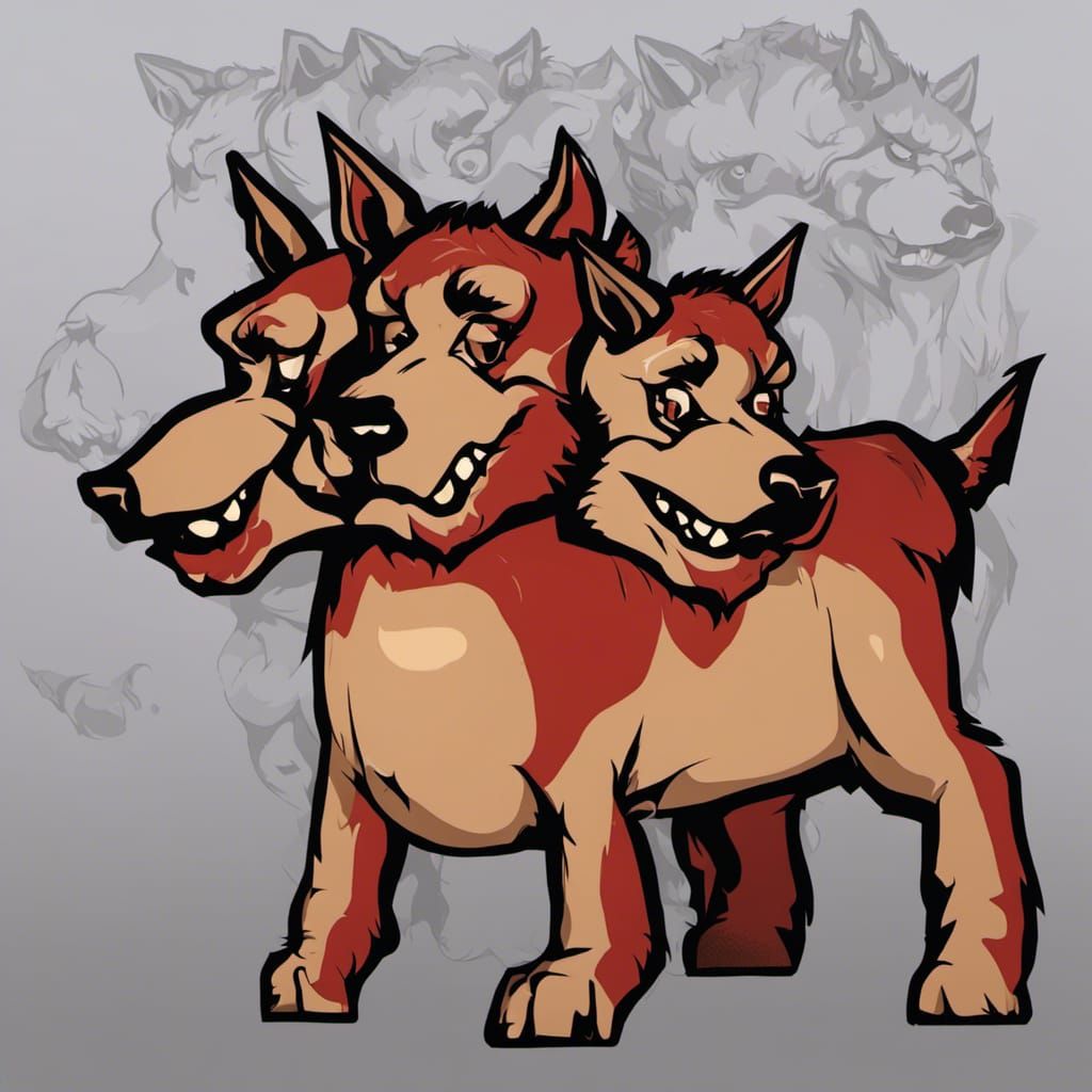 Three-Headed Cerberus in Stone Chamber Vector