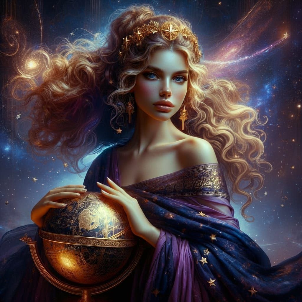 Urania, Muse of Astronomy, Gazes at Starry Sky