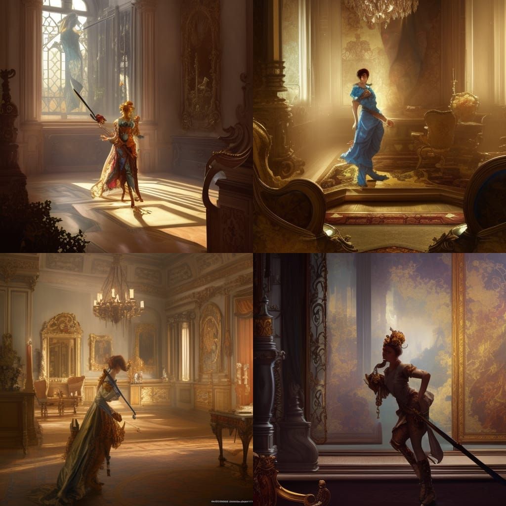 Rococo Noble with Bloody Sword, Digital Art