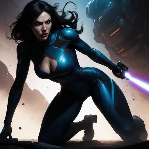 Dynamic Comic Art: Space Woman Defends Ship