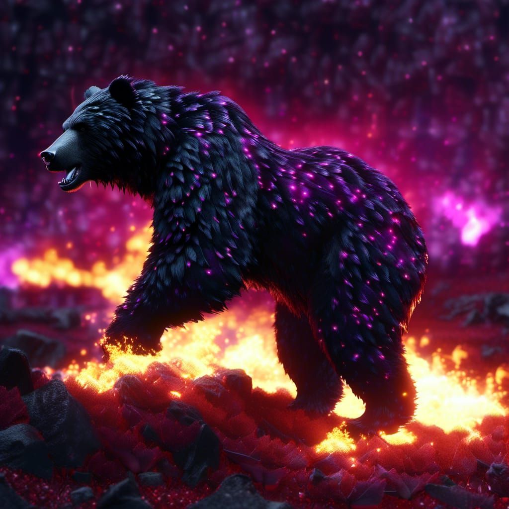 Gothic Dire Grizzly with Ink Fur in High Quality CGI