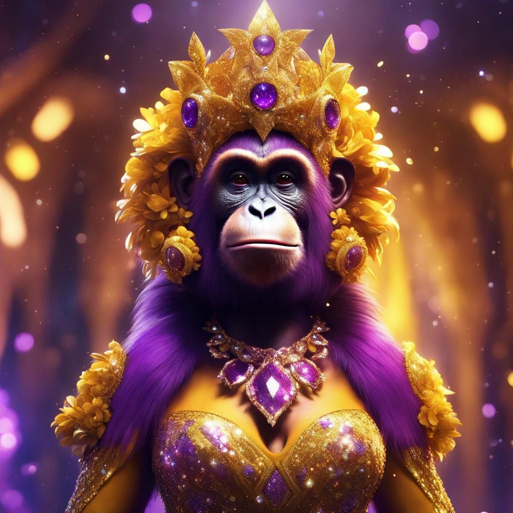 Orangutan Princess in Sequin Gown: Fantasy Art