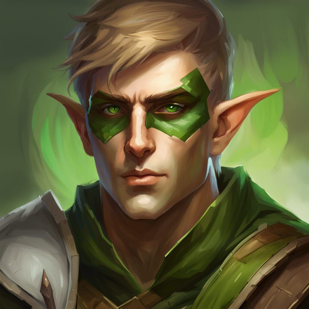 Detailed Wood Elf Portrait with Scar and Eyepatch