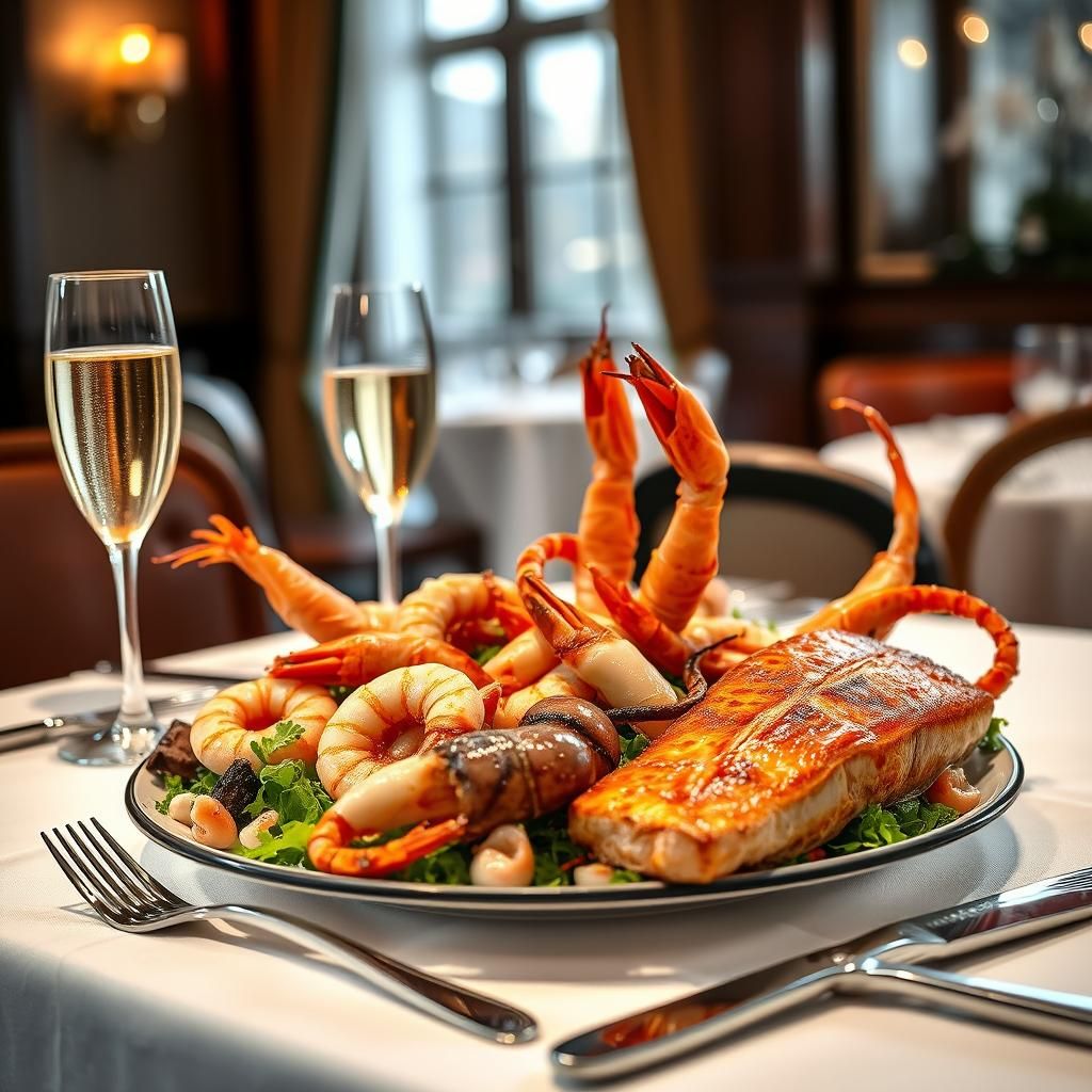 Elegant Seafood Platter in Luxurious Restaurant