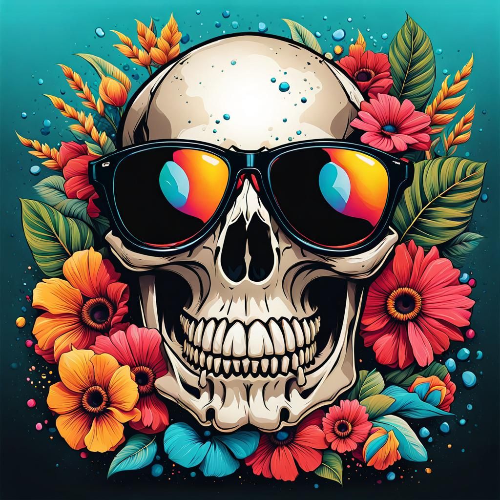 Dead Skull Wearing Cool Sunglasses