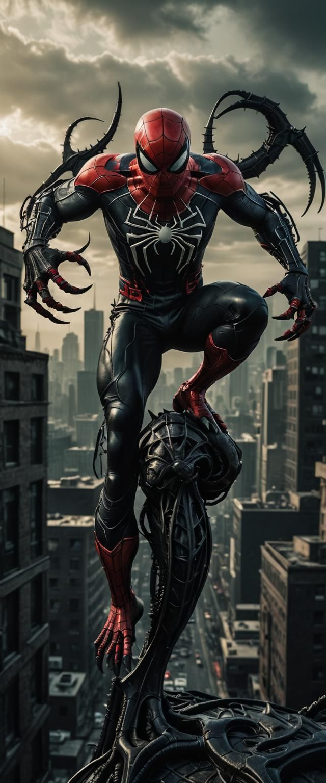 Demonic Spider-Man in HR Giger Style