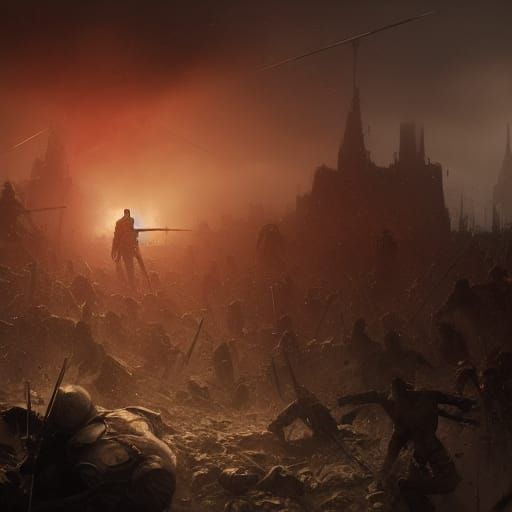 Armored Soldiers Versus Undead Zombies in Dark Fantasy
