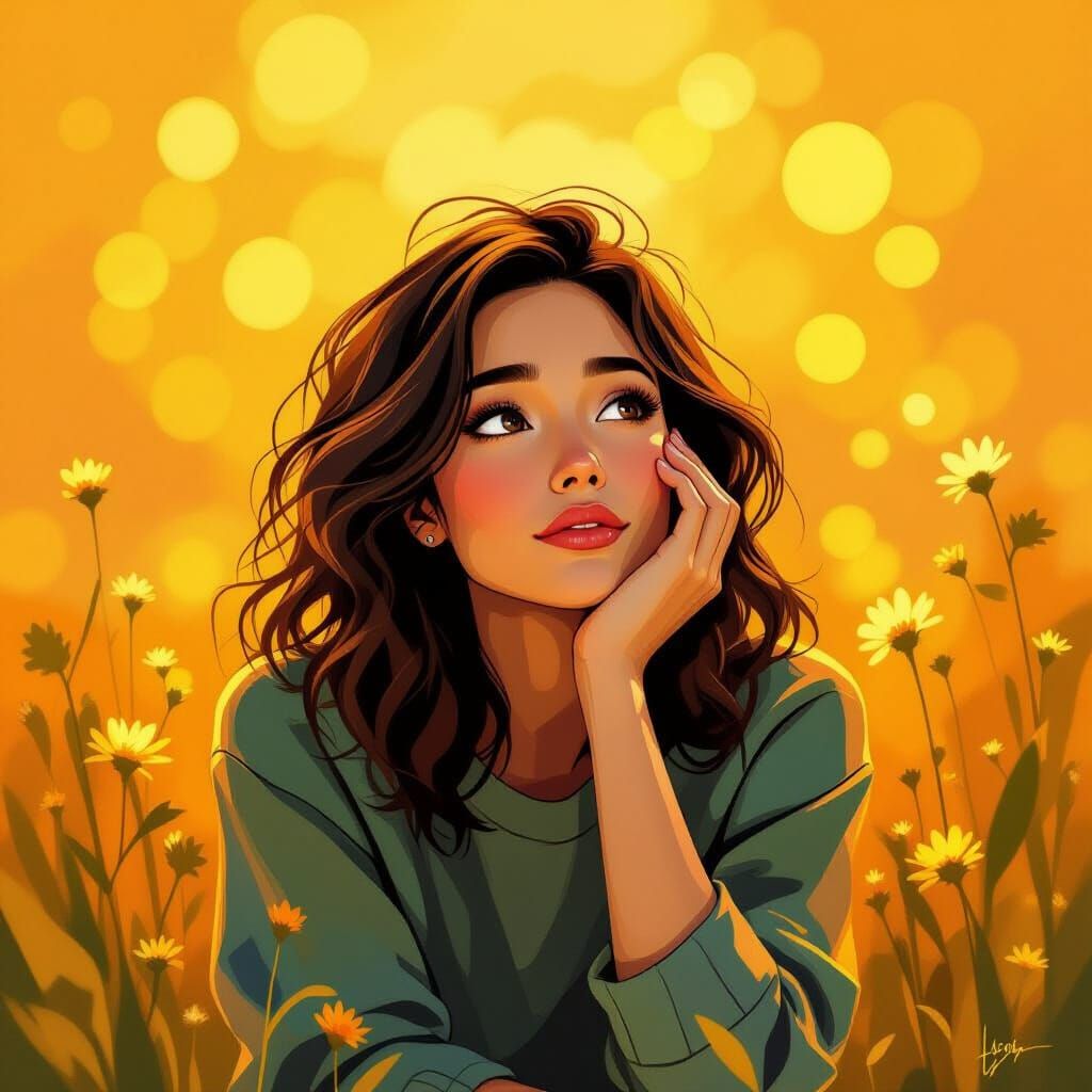 Person in Golden Light, Loish-Inspired Art