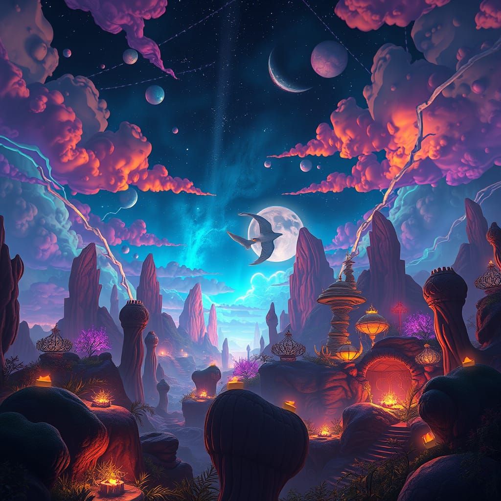 Ethereal Nightscape in Cyberpunk Aesthetic