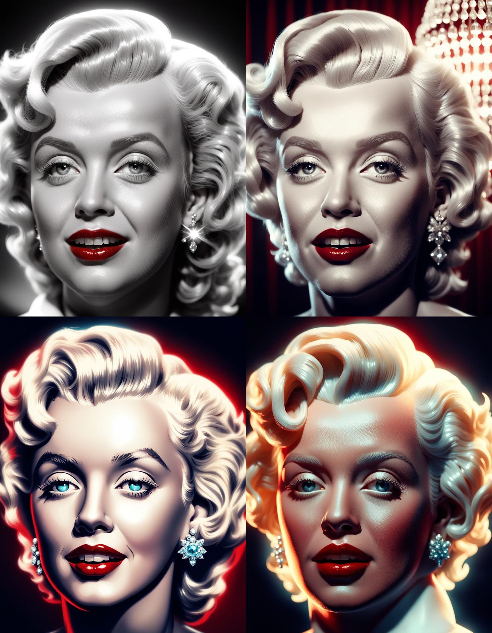 Glamorous Marilyn Monroe Portrait in Retrofuturism Style