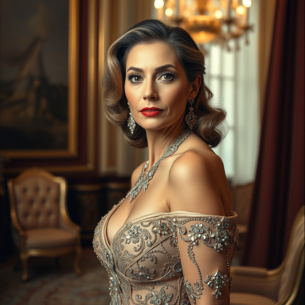 Elegant Woman in Evening Gown: Old Hollywood Glamour