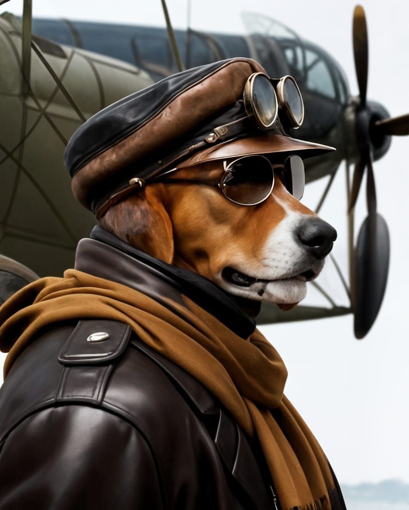 Basset Hound Pilot Soars in Vintage Biplane