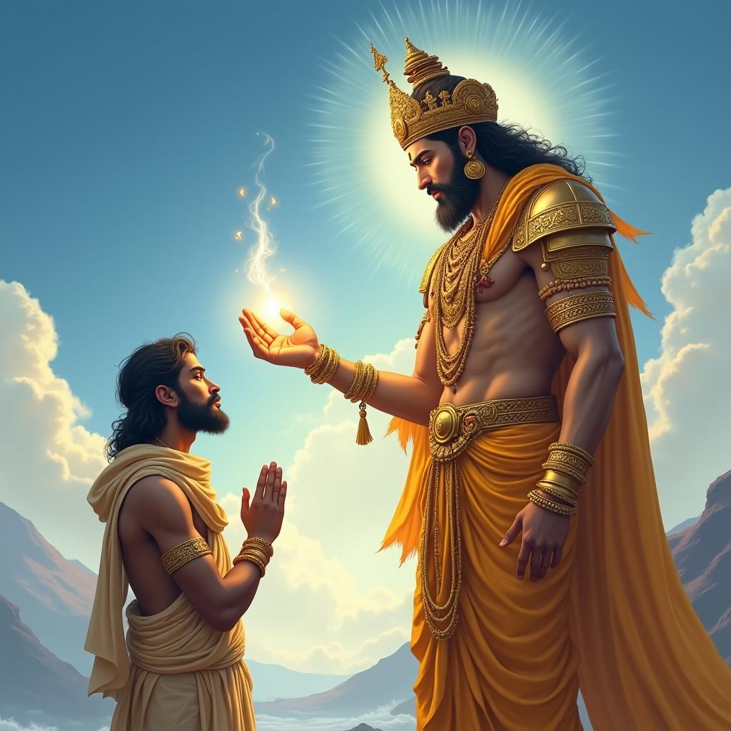 Rishi Varun Receives Indra's Blessing: Divine Light