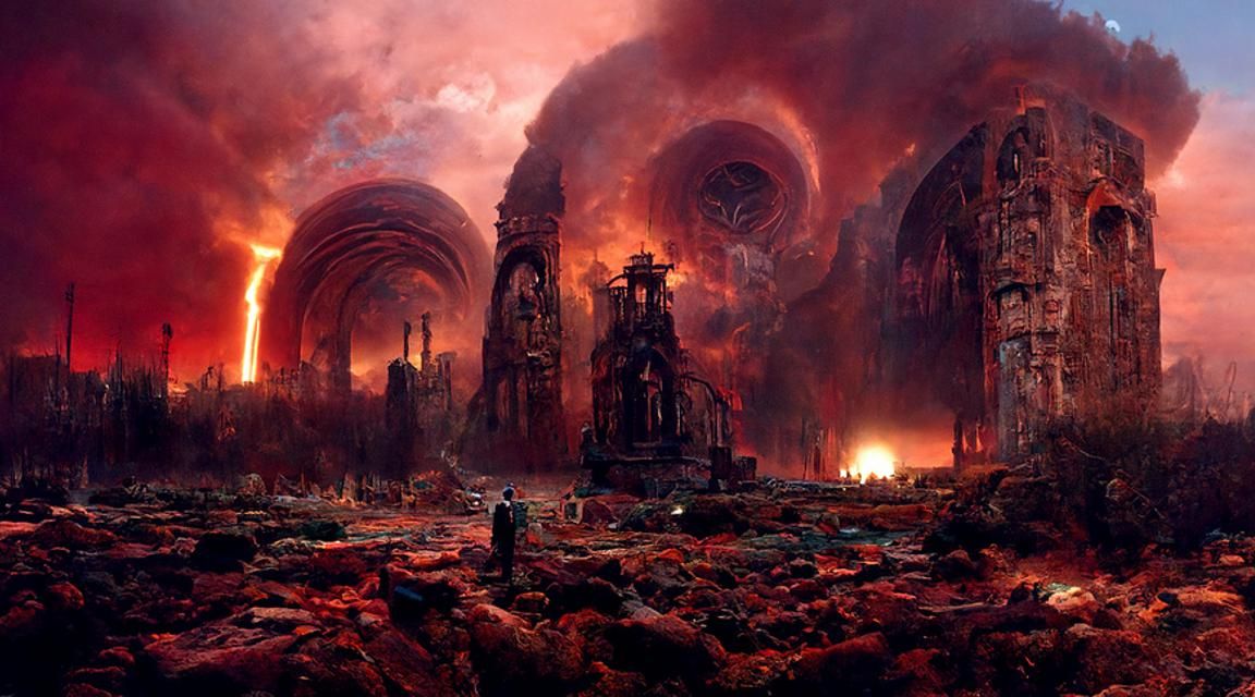 Apocalyptic Industrial Ruins on Alien World: Digital Art