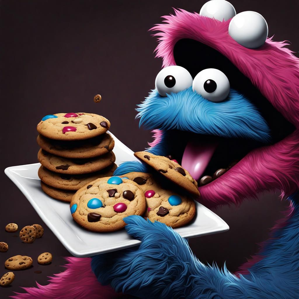 Horror Cookie Monster Eating Bloody Cookies