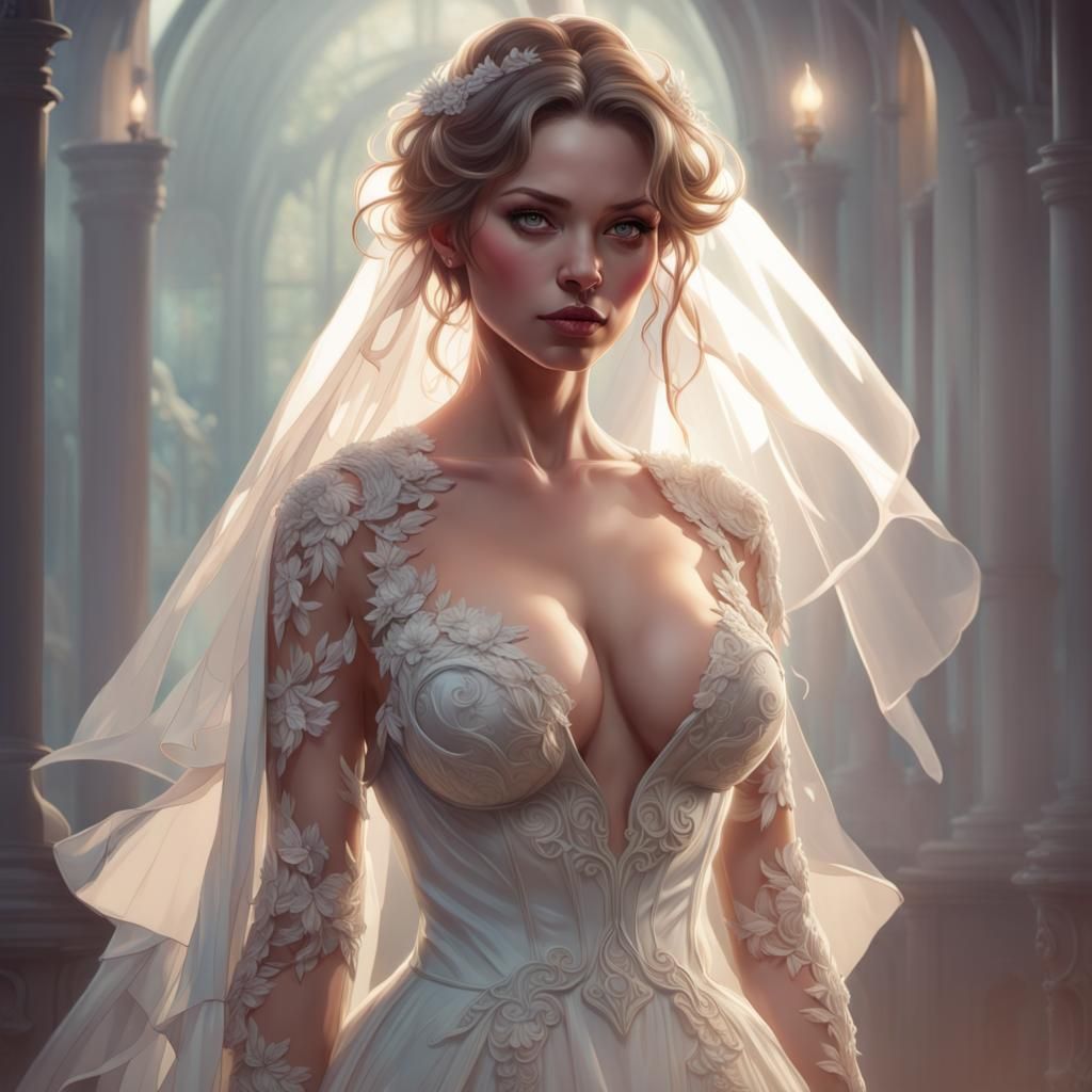 Beautiful Bride in Hyperdetailed Digital Art Portrait