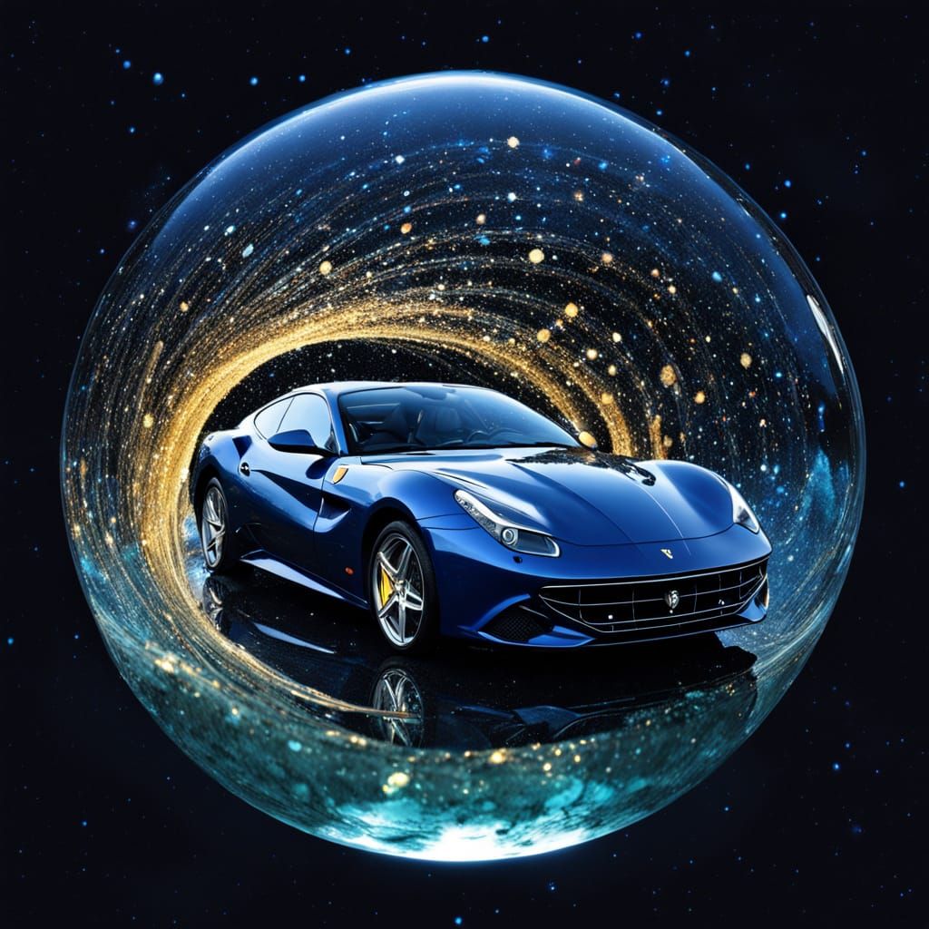 Glass Ferrari with Sapphire and Emerald Details